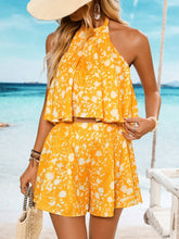 Women Summer Holiday Ruffled Crop Top And Short Set